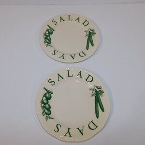 Set 2 Wood & Sons England The Kitchen Garden Green Salad Days Side Plates 8"
